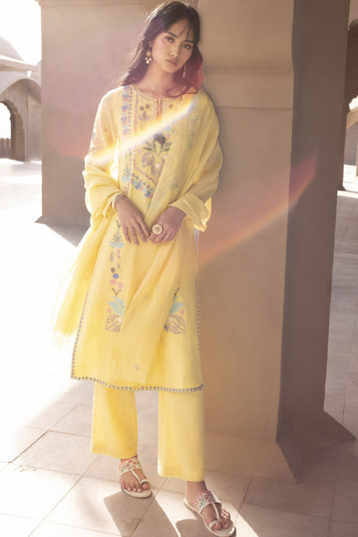Anita Dongre Lyssa Kurta Set Yellow Indian designer wear online shopping melange singapore