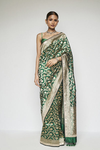 Anita Dongre Madhusmita Benarasi Saree Emerald Green indian designer wear online shopping melange singapore