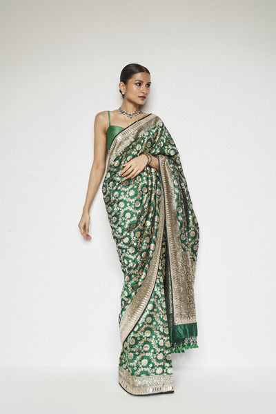 Anita Dongre Madhusmita Benarasi Saree Emerald Green indian designer wear online shopping melange singapore