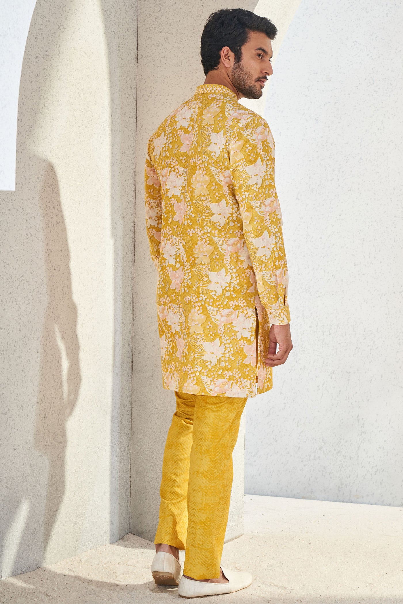 Anita Dongre Menswear Malhar Kurta Mustard Indian designer wear online shopping melange singapore