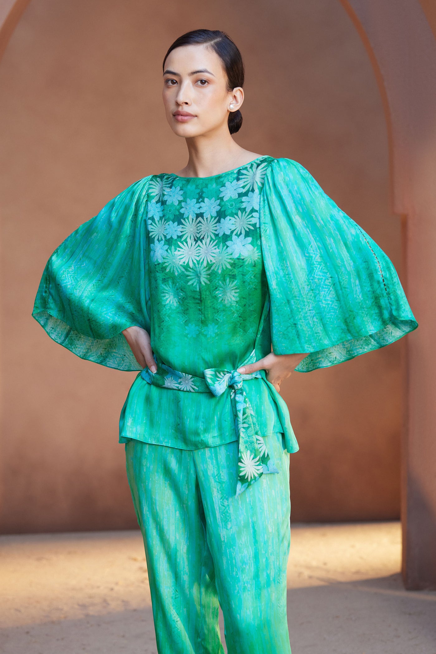 Anita Dongre Mallory Pant Set Green indian designer wear online shopping melange singapore
