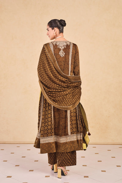 Anita Dongre Marfa Ajrakh Hand-block Printed Silk Suit Set Olive
 indian designer wear online shopping melange singapore
