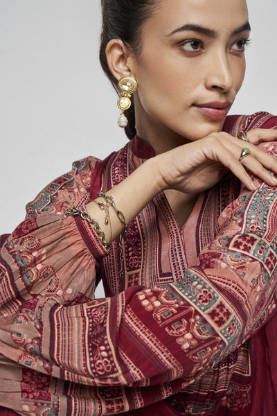 Anita Dongre Marsanne Kaftan Wine indian designer wear online shopping melange singapore