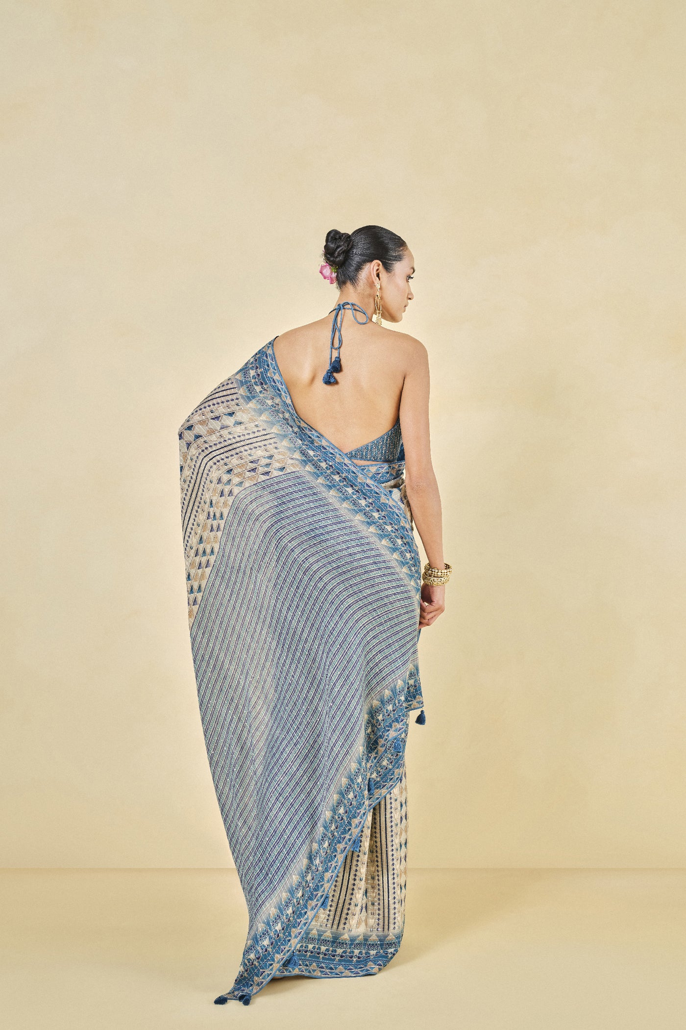 Anita Dongre Masara Georgette Saree Beige indian designer wear online shopping melange singapore