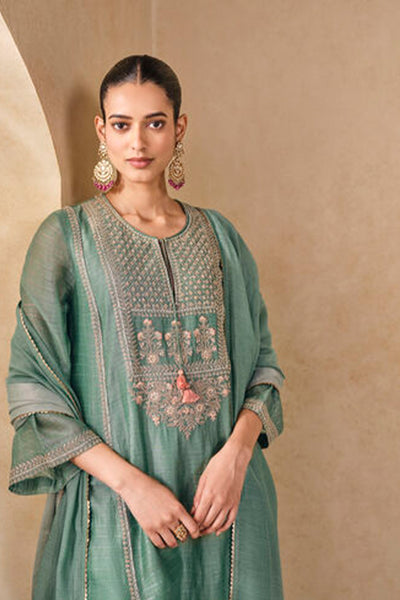 Anita Dongre Mayar Embroidered Mul Suit Set Sage indian designer wear online shopping melange singapore