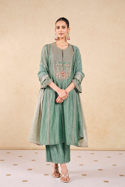 Anita Dongre Mayar Embroidered Mul Suit Set Sage indian designer wear online shopping melange singapore