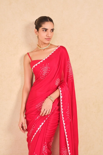 Anita Dongre Maywa Handcrafted Bandhani Silk Saree Red
 indian designer wear online shopping melange singapore
