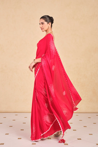 Anita Dongre Maywa Handcrafted Bandhani Silk Saree Red
 indian designer wear online shopping melange singapore
