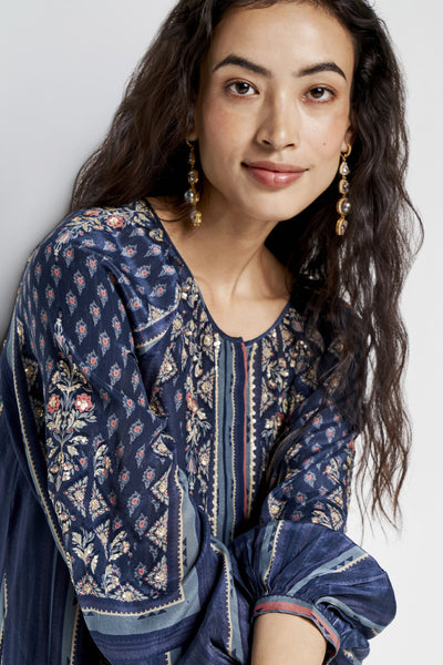 Anita Dongre Mazna Kaftan Blue indian designer wear online shopping melange singapore