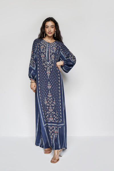 Anita Dongre Mazna Kaftan Blue indian designer wear online shopping melange singapore