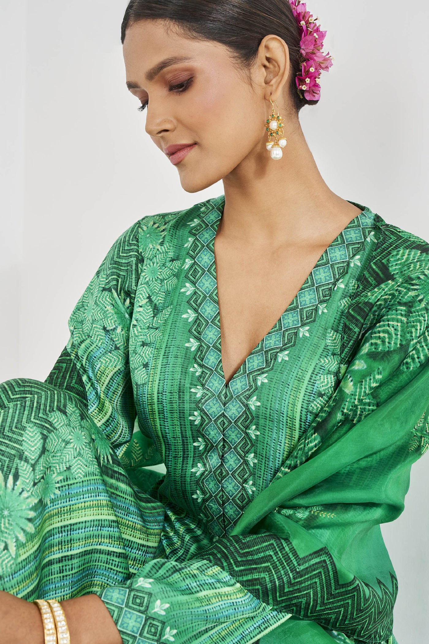 Anita Dongre Mehr Kurta Set Green Indian designer wear online shopping melange singapore