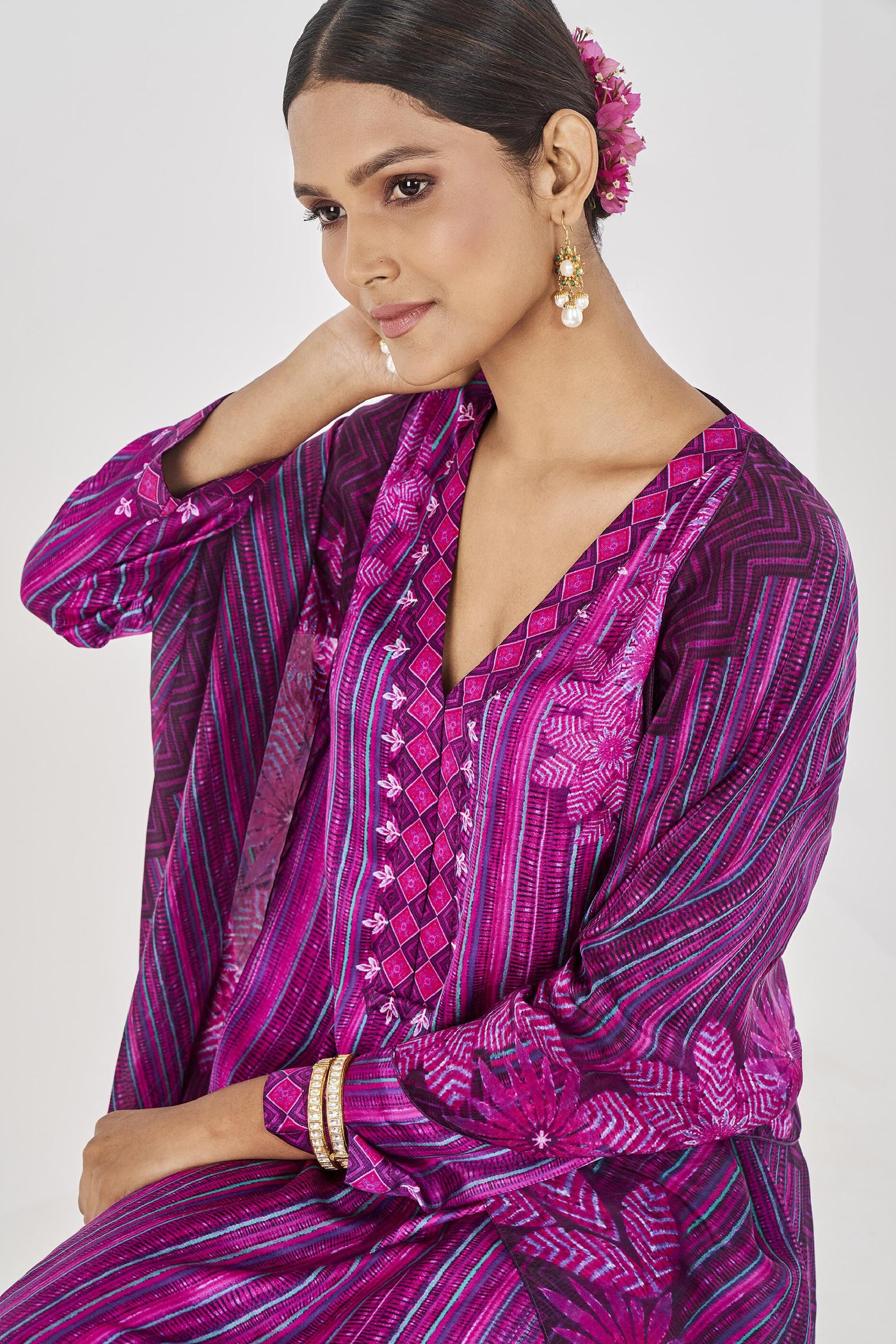 Anita Dongre Mehr Kurta Set Purple Indian designer wear online shopping melange singapore