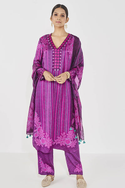 Anita Dongre Mehr Kurta Set Purple Indian designer wear online shopping melange singapore