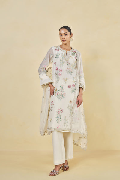 Anita Dongre Melisma Embroidered Mull Suit Set Natural indian designer wear online shopping melange singapore