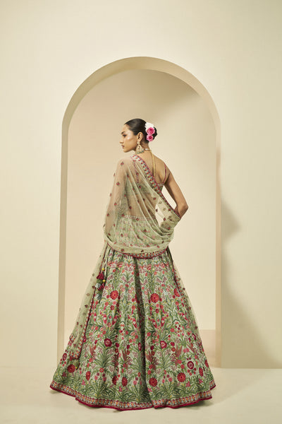 Anita Dongre Melusine Embroidered Lehenga Set Sage indian designer wear online shopping melange singapore