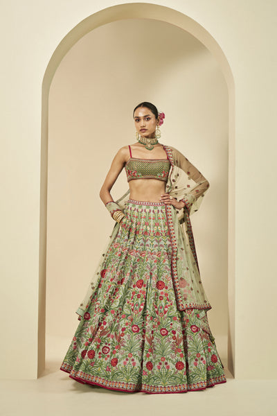 Anita Dongre Melusine Embroidered Lehenga Set Sage indian designer wear online shopping melange singapore