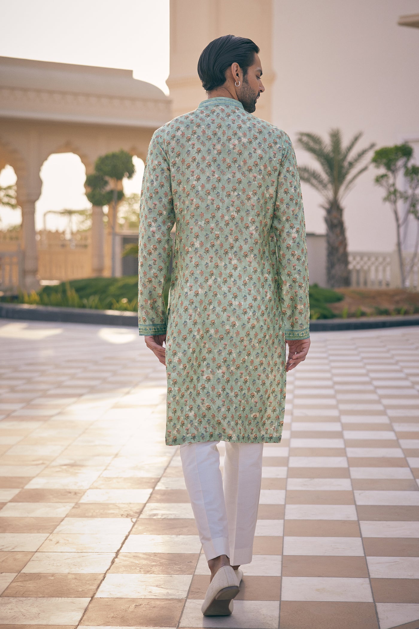 Anita Dongre Menswear Anbar Silk Kurta Sage indian designer wear online shopping melange singapore