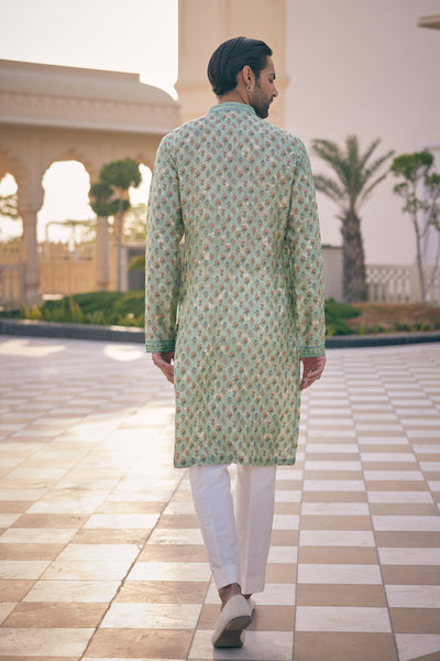 Anita Dongre Menswear Anbar Silk Kurta Sage indian designer wear online shopping melange singapore