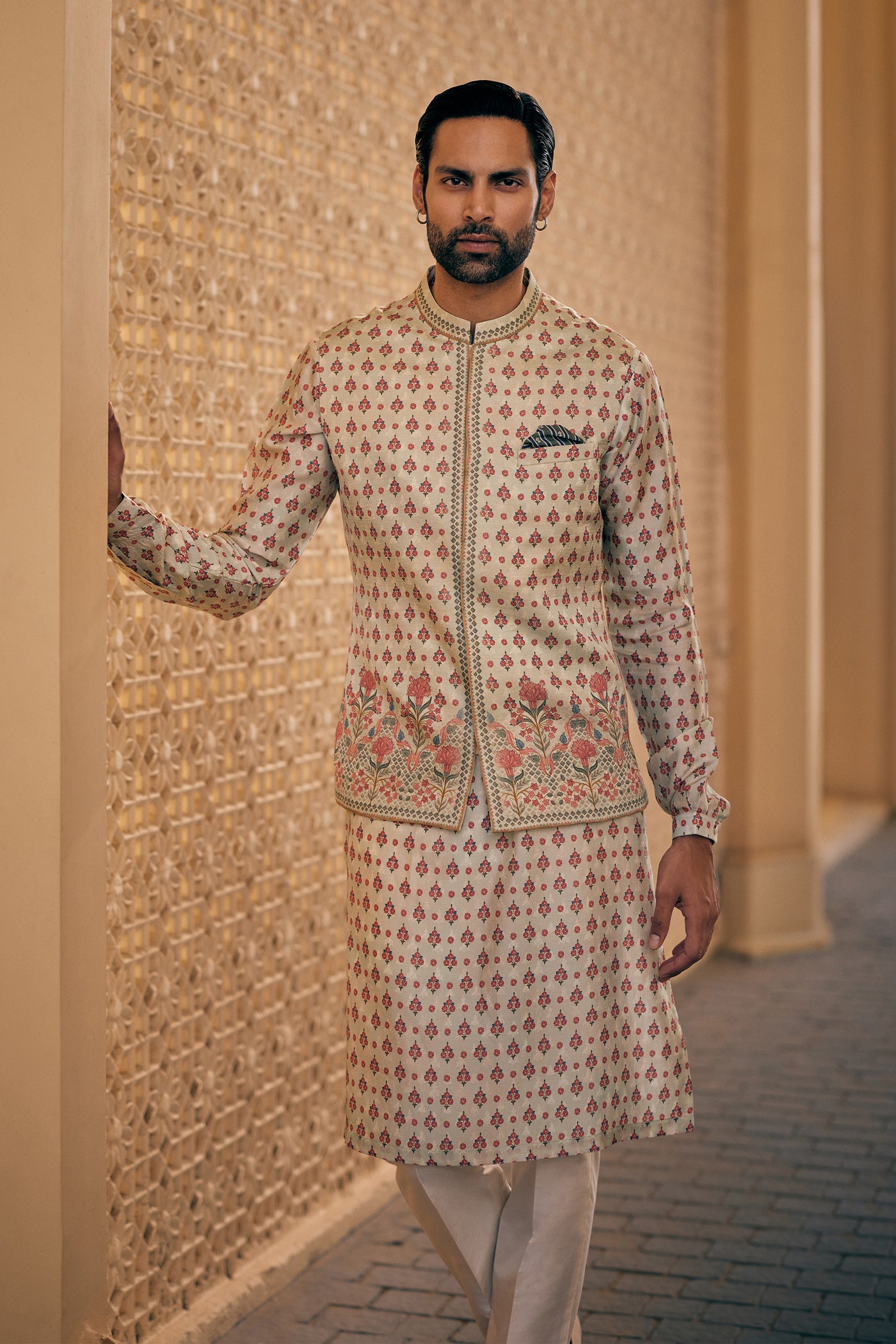 Anita Dongre Menswear Arit Nehru Jacket Sage indian designer wear online shopping melange singapore
