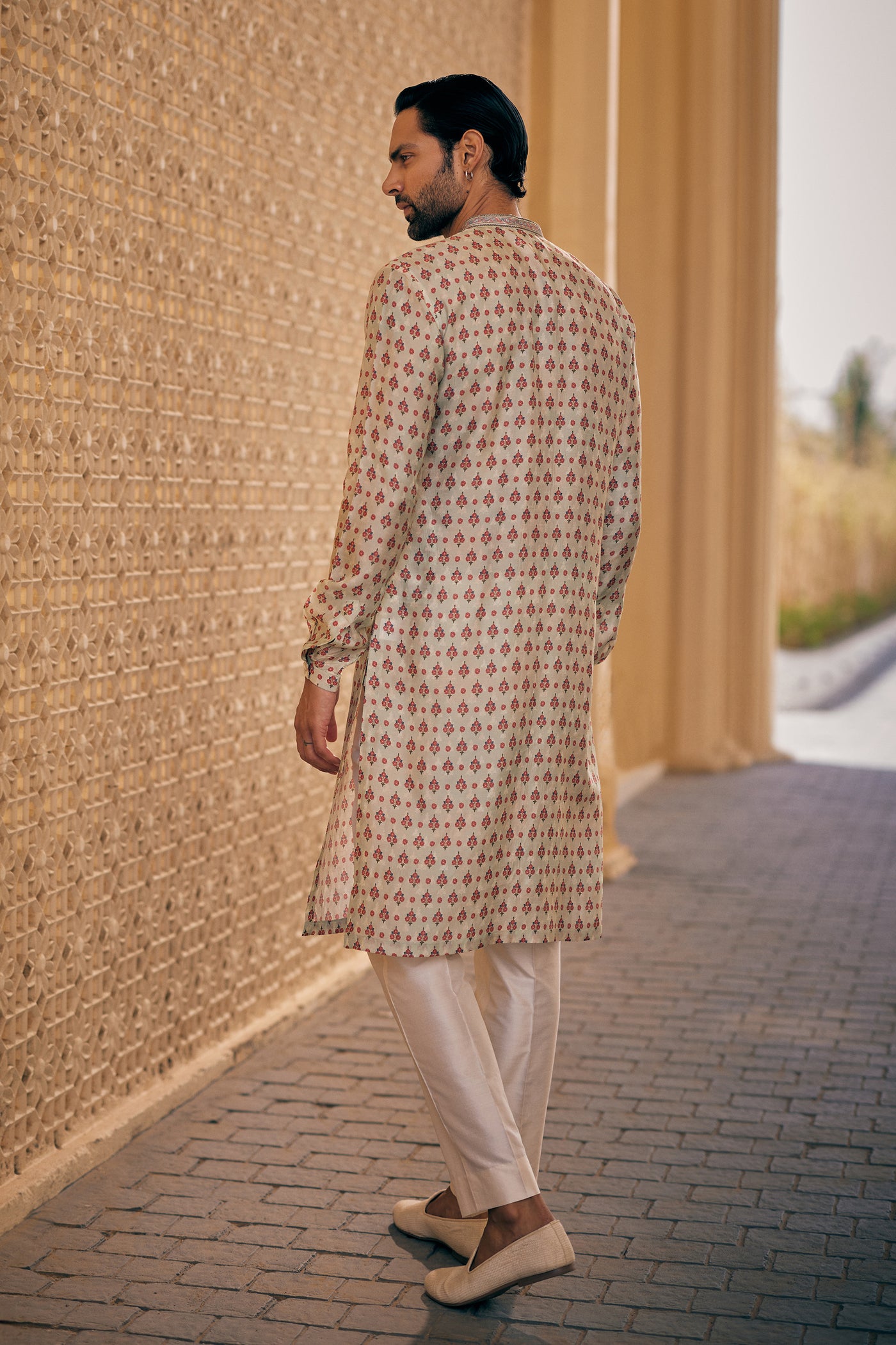 Anita Dongre Menswear Arit Silk Kurta Sage indian designer wear online shopping melange singapore
