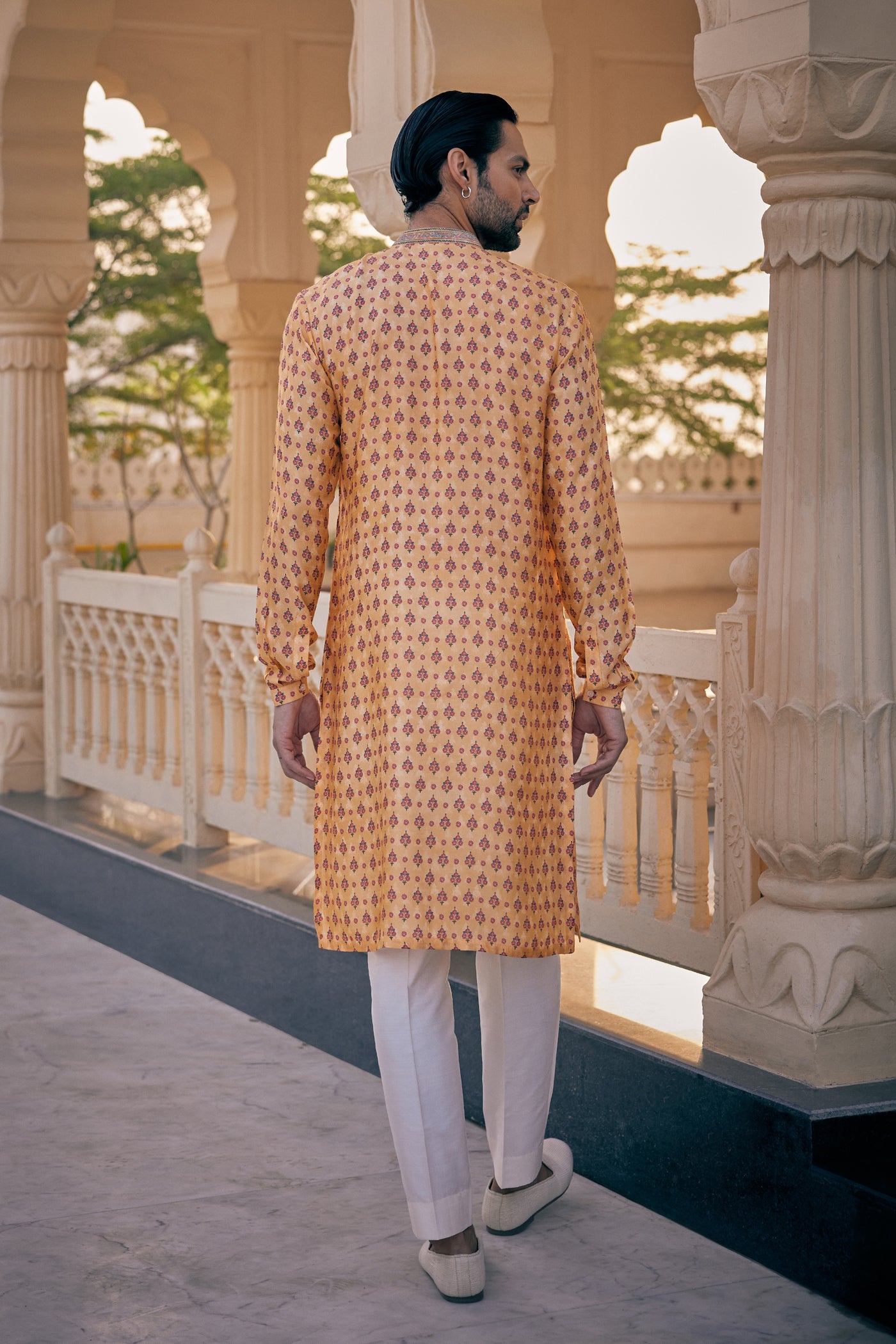 Anita Dongre Menswear Ashmayu Silk Kurta Mustard indian designer wear online shopping melange singapore