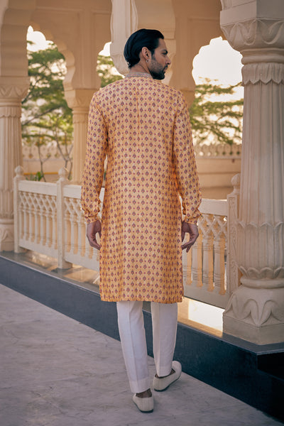Anita Dongre Menswear Ashmayu Silk Kurta Mustard indian designer wear online shopping melange singapore