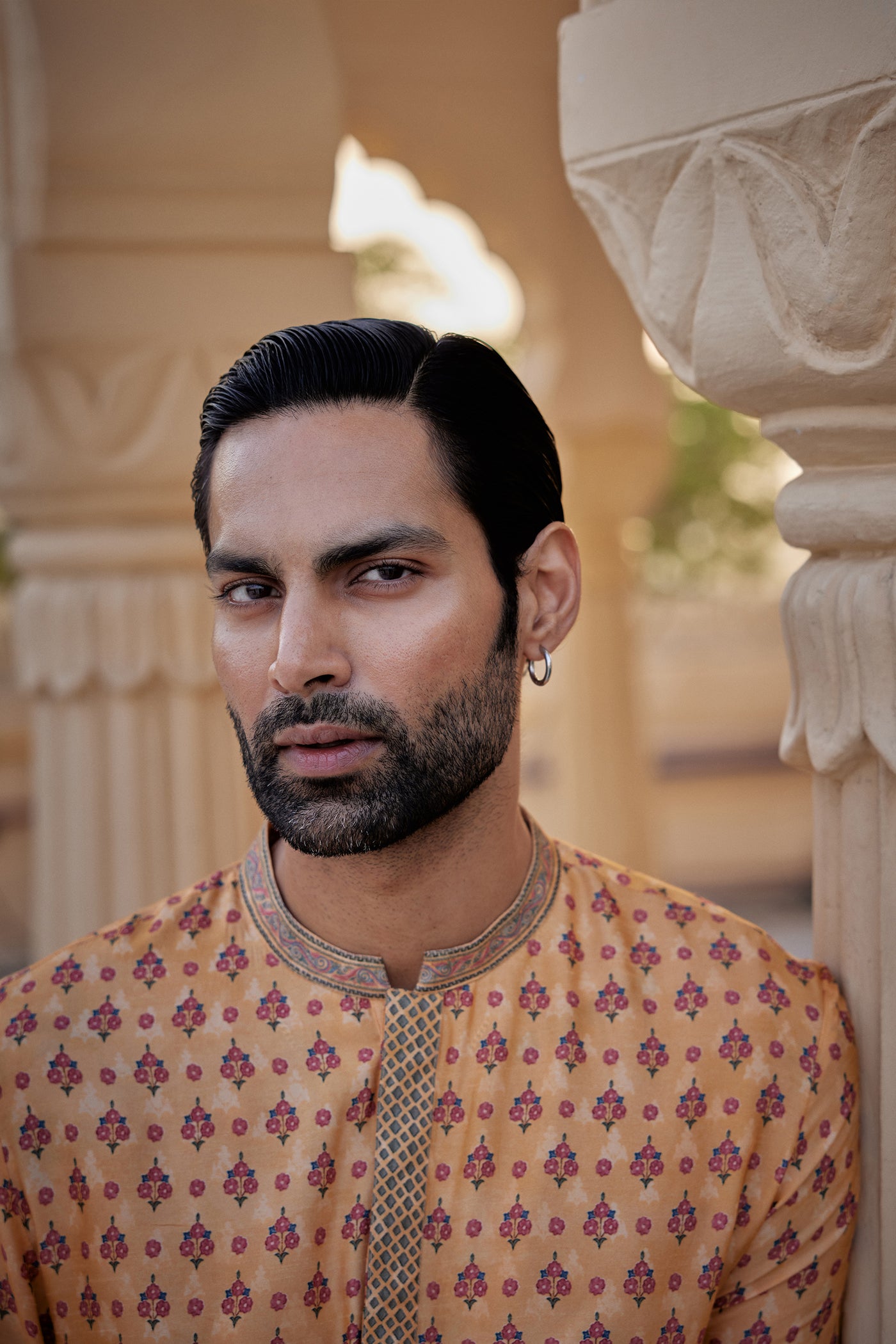 Anita Dongre Menswear Ashmayu Silk Kurta Mustard indian designer wear online shopping melange singapore