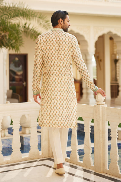 Anita Dongre Menswear Edhas Silk Kurta Cream indian designer wear online shopping melange singapore