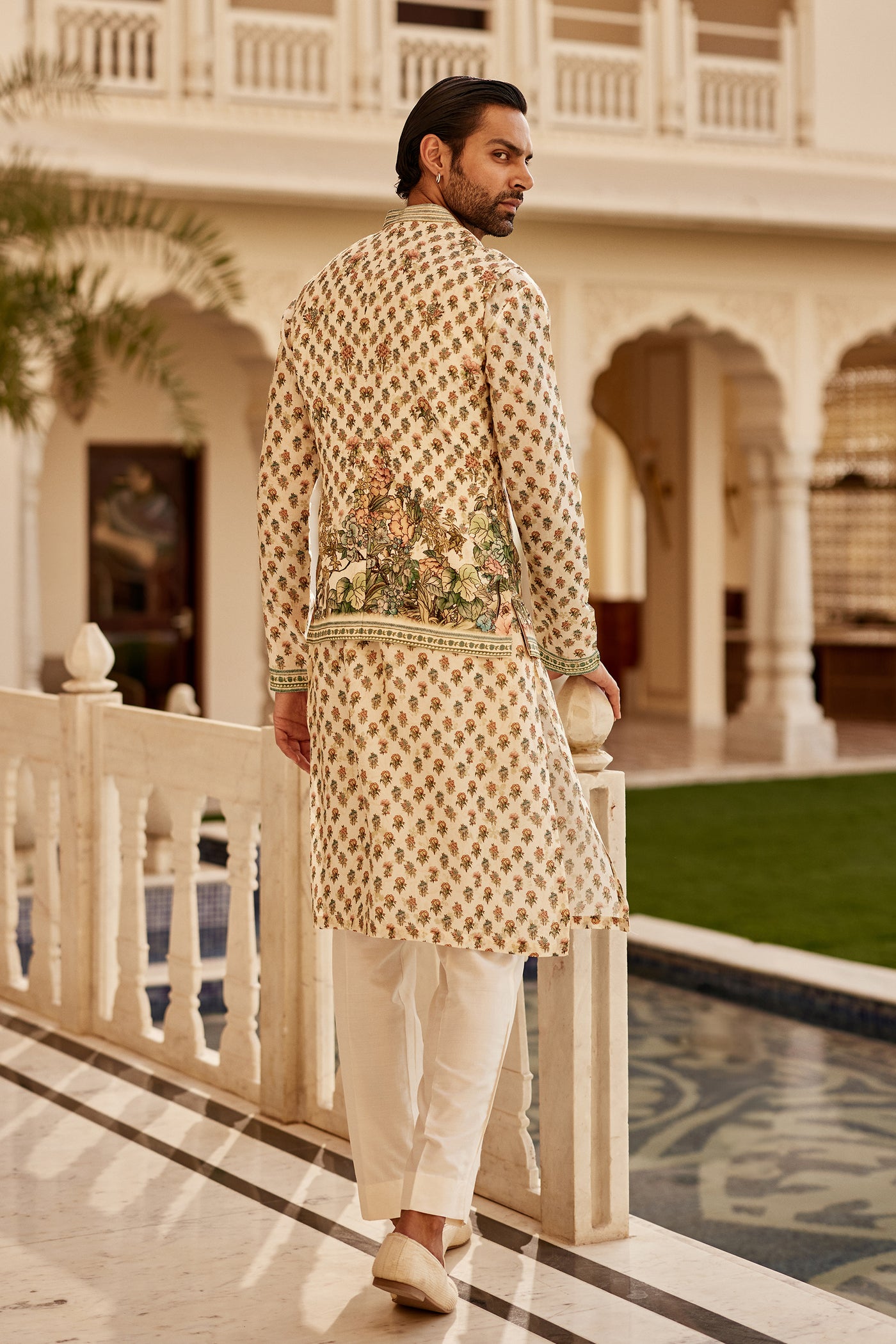 Anita Dongre Menswear Edhas Silk Nehru Jacket Cream indian designer wear online shopping melange singapore
