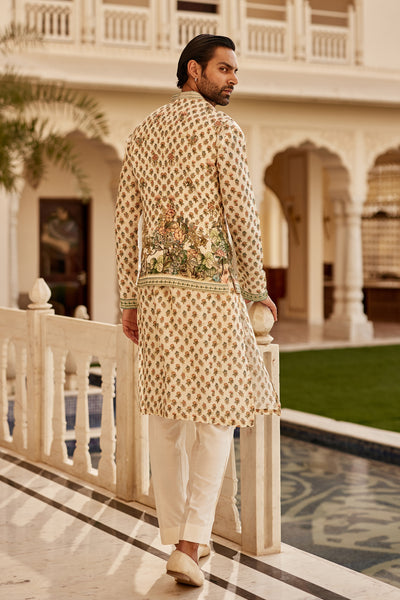 Anita Dongre Menswear Edhas Silk Nehru Jacket Cream indian designer wear online shopping melange singapore

