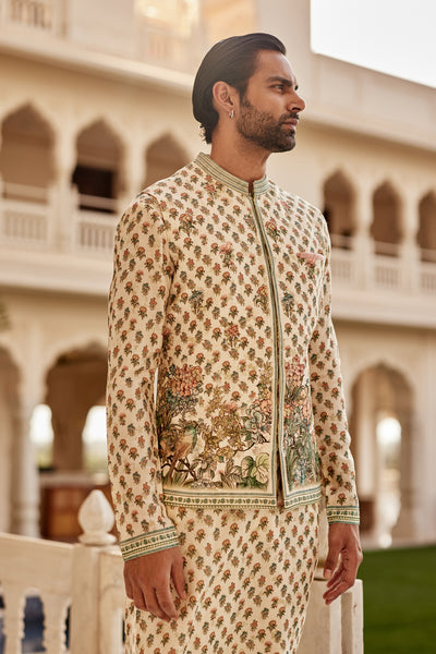 Anita Dongre Menswear Edhas Silk Nehru Jacket Cream indian designer wear online shopping melange singapore
