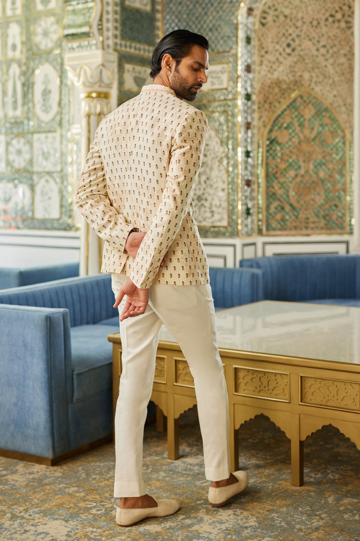Anita Dongre Menswear Eshan Silk Bandhagala Ivory Ivory indian designer wear online shopping melange singapore