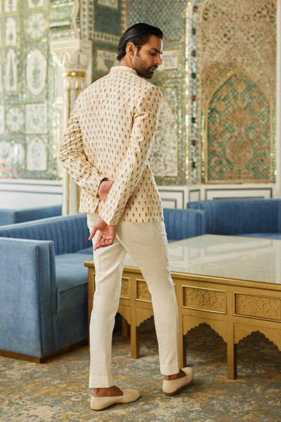 Anita Dongre Menswear Eshan Silk Bandhagala Ivory Ivory indian designer wear online shopping melange singapore