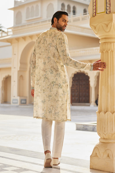 Anita Dongre Menswear Harishva Silk Kurta Ivory indian designer wear online shopping melange singapore