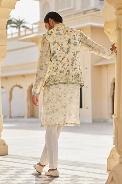Anita Dongre Menswear Harishva Silk Nehru Jacket Ivory indian designer wear online shopping melange singapore