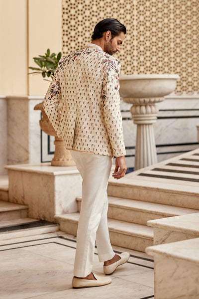 Anita Dongre Menswear Raahil Silk Bandhgala Ivory indian designer wear online shopping melange singapore