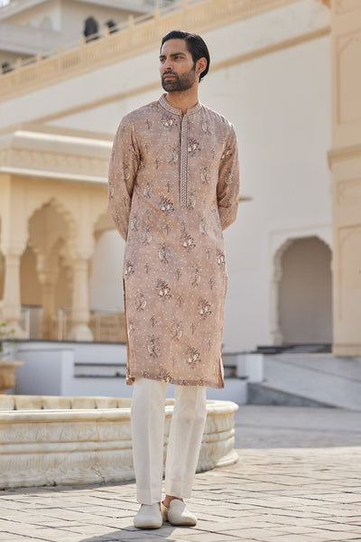 Anita Dongre Menswear Simal Silk Kurta Pink indian designer wear online shopping melange singapore