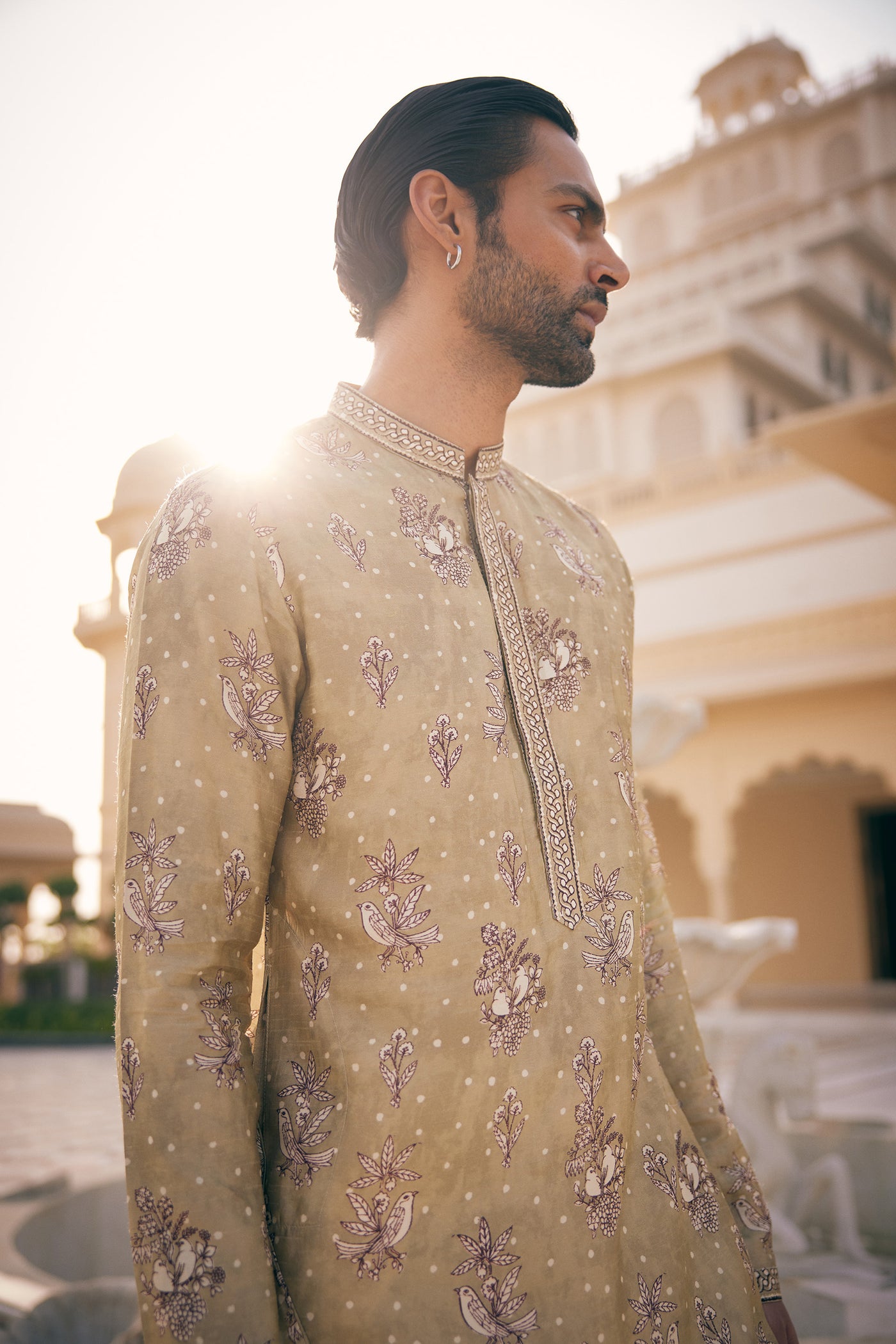 Anita Dongre Menswear Simal Silk Kurta Sage indian designer wear online shopping melange singapore