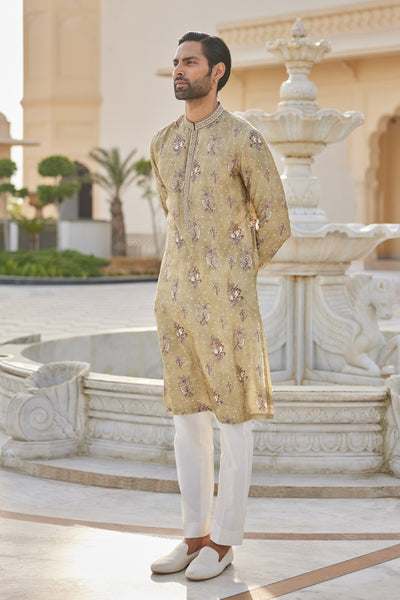 Anita Dongre Menswear Simal Silk Kurta Sage indian designer wear online shopping melange singapore