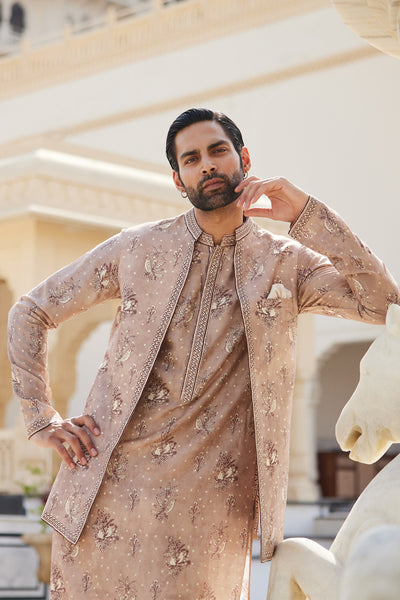 Anita Dongre Menswear Simal Silk Nehru Jacket Pink indian designer wear online shopping melange singapore