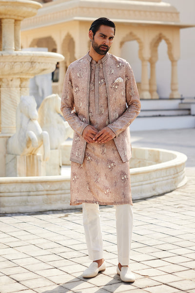 Anita Dongre Menswear Simal Silk Nehru Jacket Pink indian designer wear online shopping melange singapore