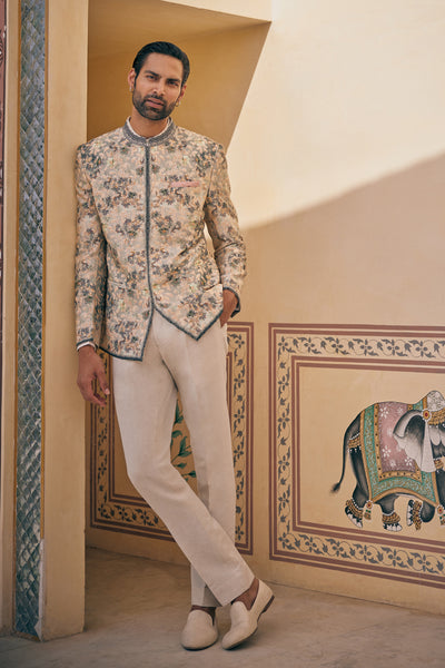 Anita Dongre Menswear Udarsh Silk Bandhgala Sage indian designer wear online shopping melange singapore