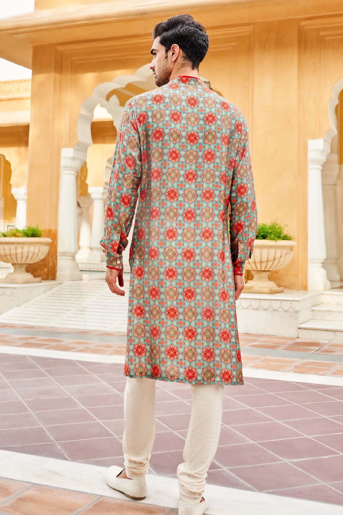 Anita Dongre Menswear Zehab Kurta Ice Blue Indian designer wear online shopping melange singapore