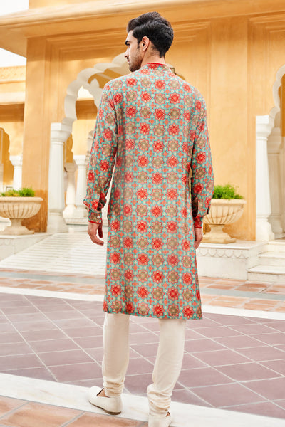 Anita Dongre Menswear Zehab Kurta Ice Blue Indian designer wear online shopping melange singapore