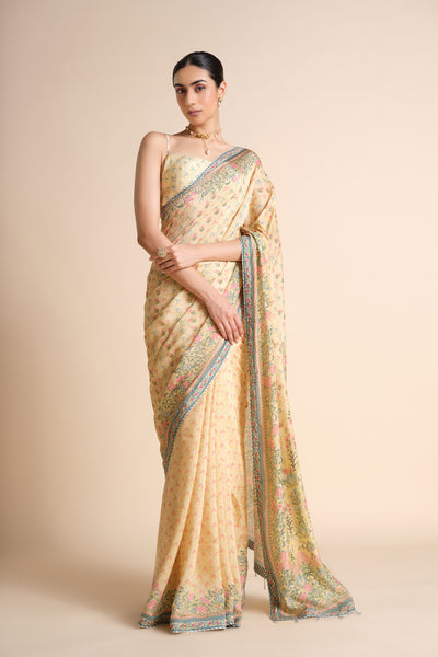 Anita Dongre Meris Sequin Saree Yellow indian designer wear online shopping melange singapore
