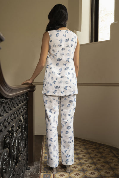 Anita Dongre Midsummer Coord Set Blue Leaf Imprint indian designer wear online shopping melange singapore