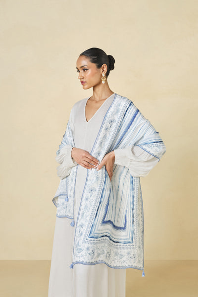 Anita Dongre Mizani Stole Blue indian designer wear online shopping melange singapore