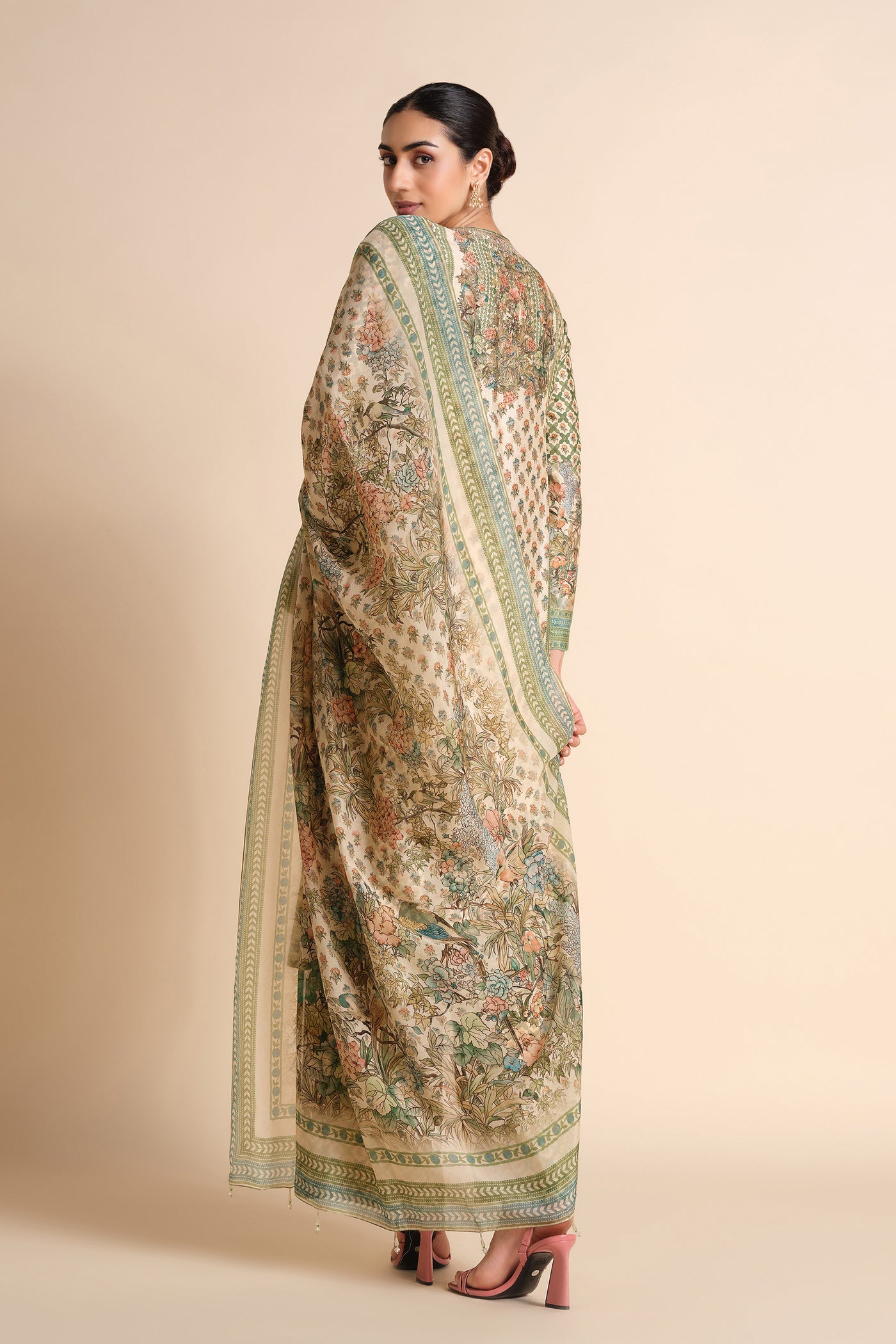 Anita Dongre Moira Silk Suit Set Ivory indian designer wear online shopping melange singapore