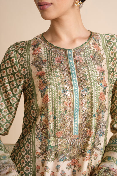 Anita Dongre Moira Silk Suit Set Ivory indian designer wear online shopping melange singapore