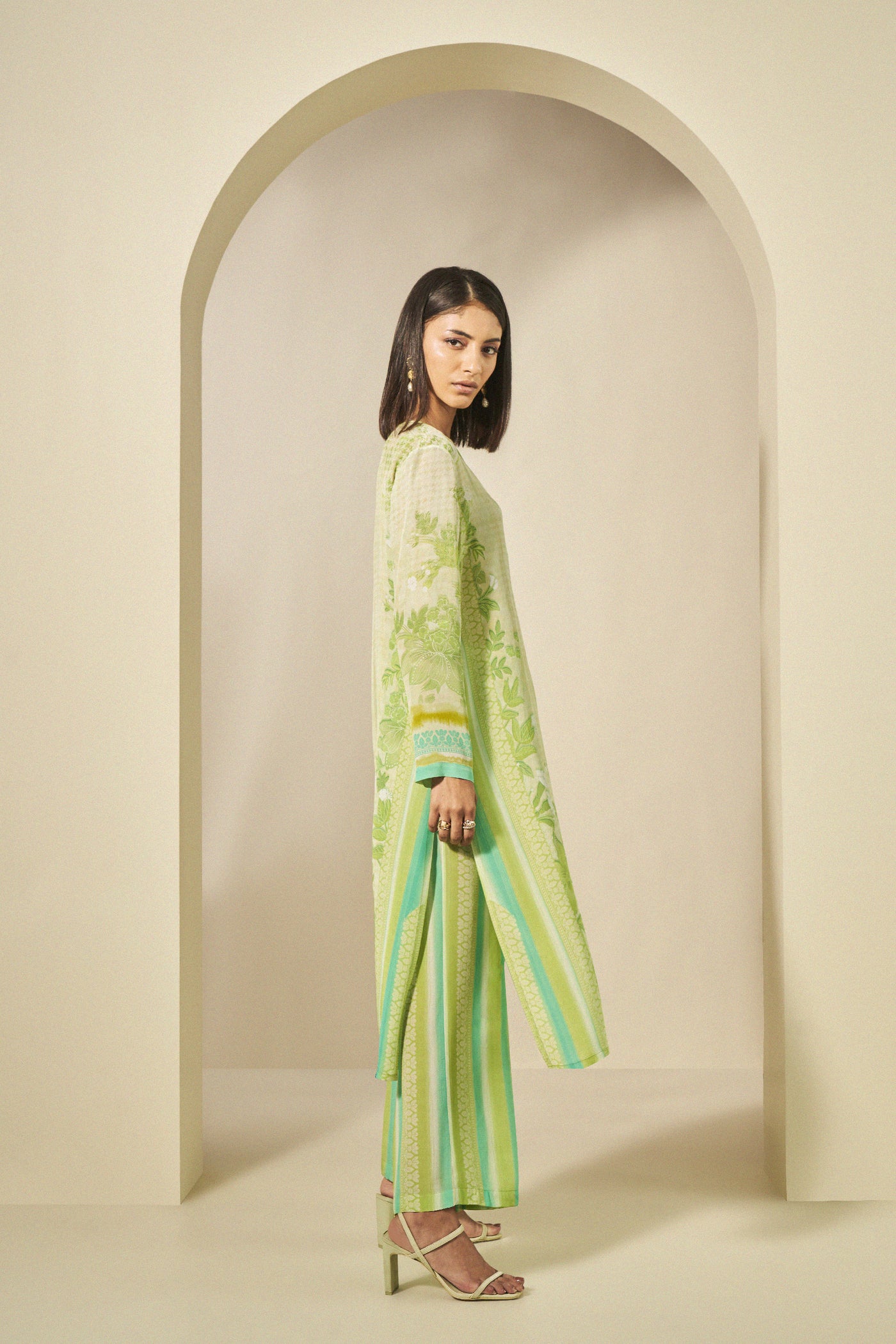 Anita Dongre Mongo Suit Set Lime indian designer wear online shopping melange singapore